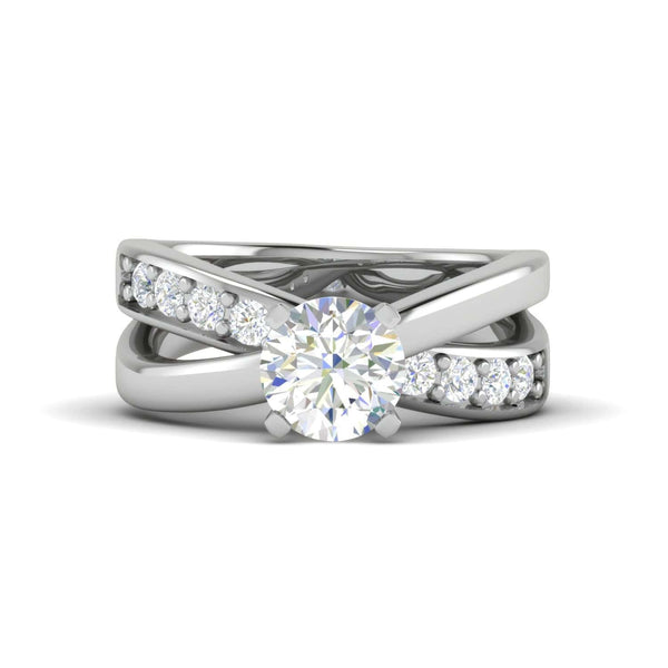 Jewelove™ Rings VS J / Women's Band only 0.50cts Solitaire Diamond Twisted Shank Platinum Ring JL PT 52029