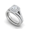 Jewelove™ Rings J VS / Women's Band only 0.50cts Solitaire Double Halo Diamond Split Shank Platinum Ring JL PT RV RD 145