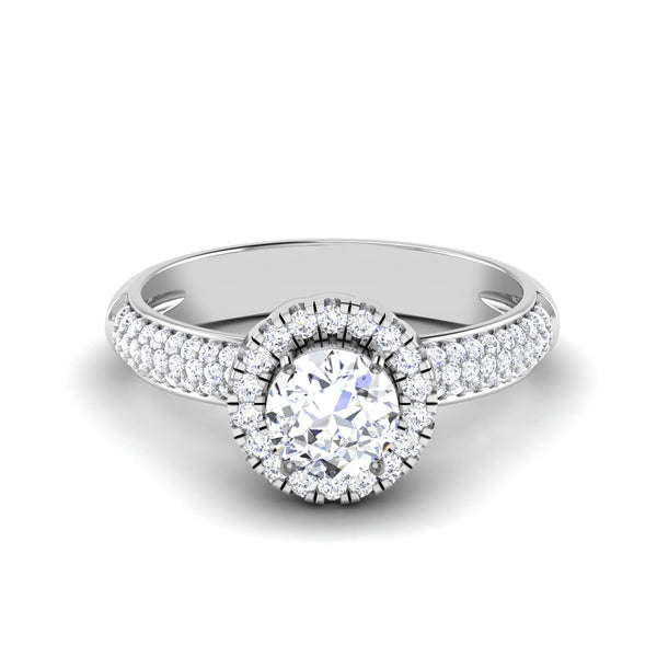 Jewelove™ Rings Women's Band only / VS J 0.50cts Solitaire Halo Diamond Split Shank Platinum Engagement Ring JL PT 7006