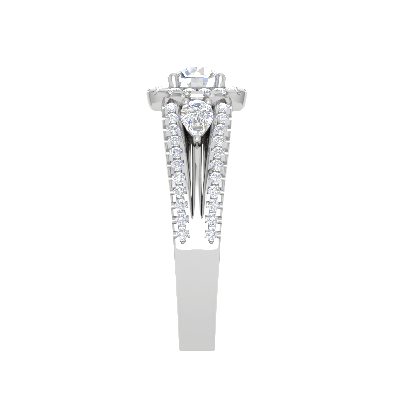 Jewelove™ Rings J VS / Women's Band only 0.50cts Solitaire Halo Diamond Split Shank Platinum Ring JL PT R3 RD 152