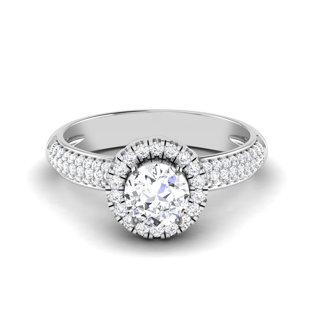 Jewelove™ Rings VS J / Women's Band only 0.50cts Solitaire Halo Diamond Split Shank Platinum Ring JL PT RP RD 135