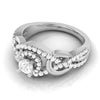 Jewelove™ Rings J VS / Women's Band only 0.50cts Solitaire Halo Diamond Twisted Shank Platinum Engagement Ring JL PT R-76