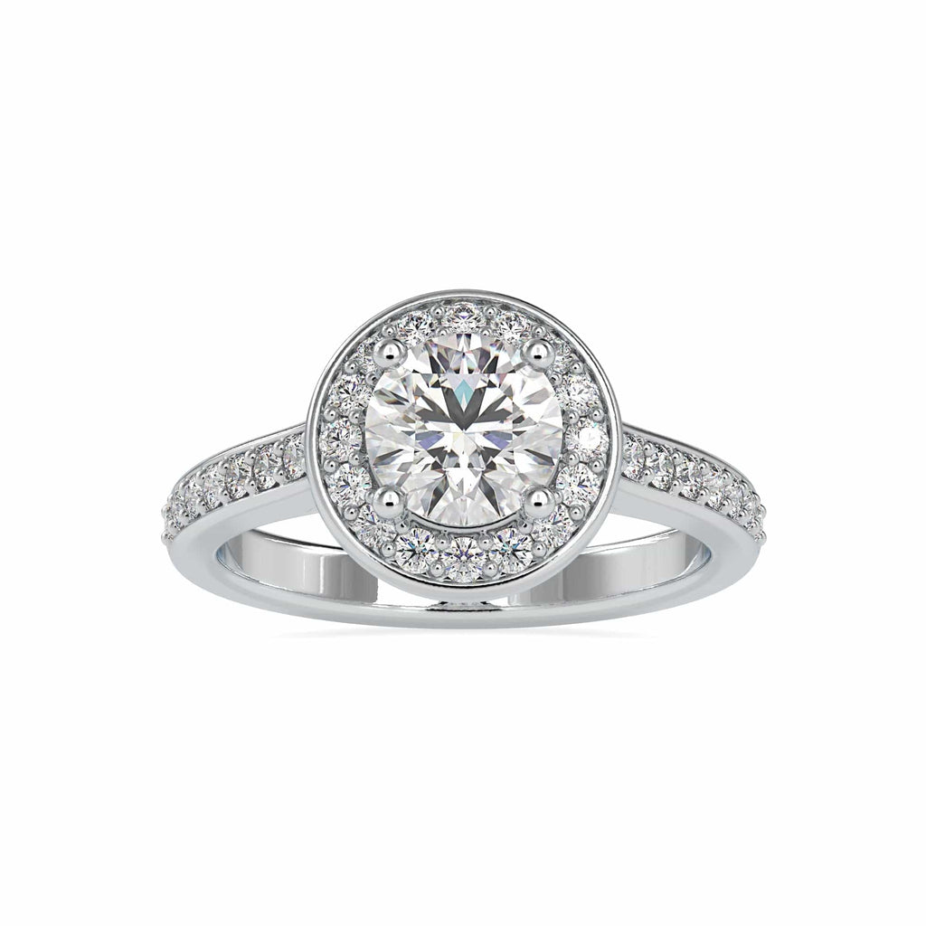 Jewelove™ Rings Women's Band only / VS J 0.50cts. Solitaire Platinum Diamond Halo Shank Engagement Ring JL PT 0070-A