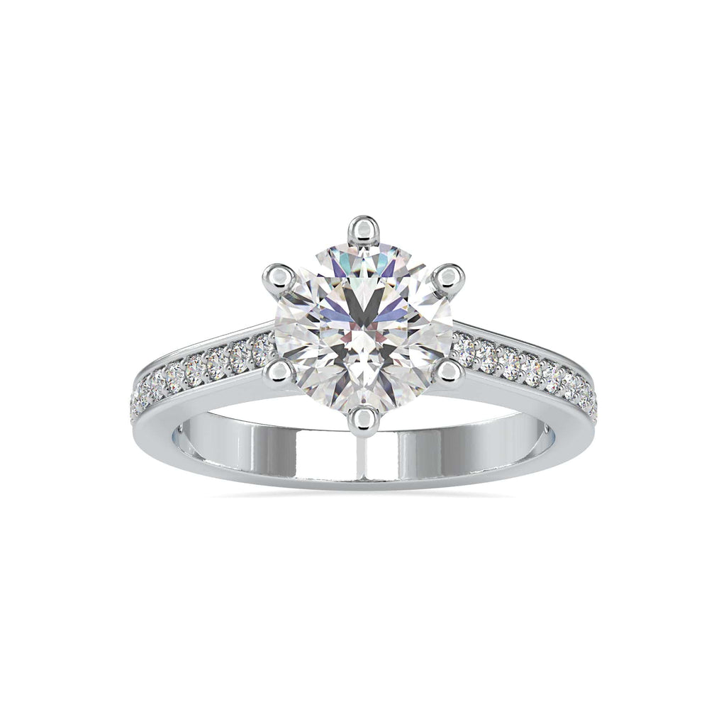 Jewelove™ Rings VS J / Women's Band only 0.50cts. Solitaire Platinum Diamond Shank Engagement Ring JL PT 0023