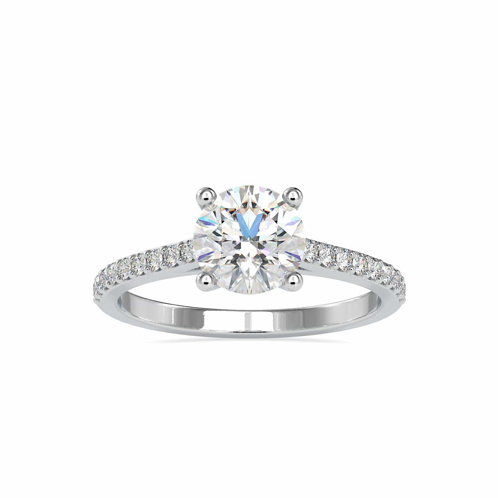 Jewelove™ Rings VS J / Women's Band only 0.50cts. Solitaire Platinum Diamond Shank Engagement Ring JL PT 0024