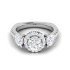 Jewelove™ J VS / Women's Band only 0.50cts Solitaire Platinum Halo Diamond Shank Ring JL PT REHS1603