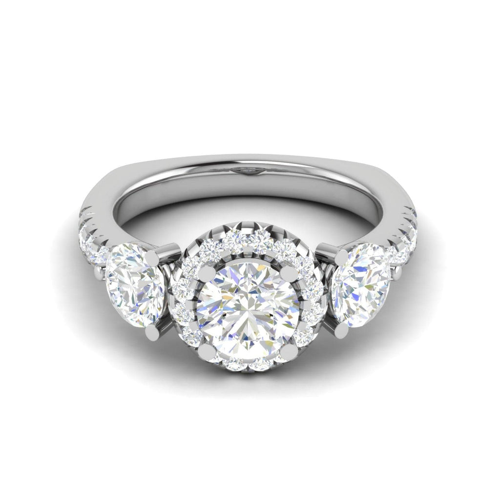 Jewelove™ J VS / Women's Band only 0.50cts Solitaire Platinum Halo Diamond Shank Ring JL PT REHS1603