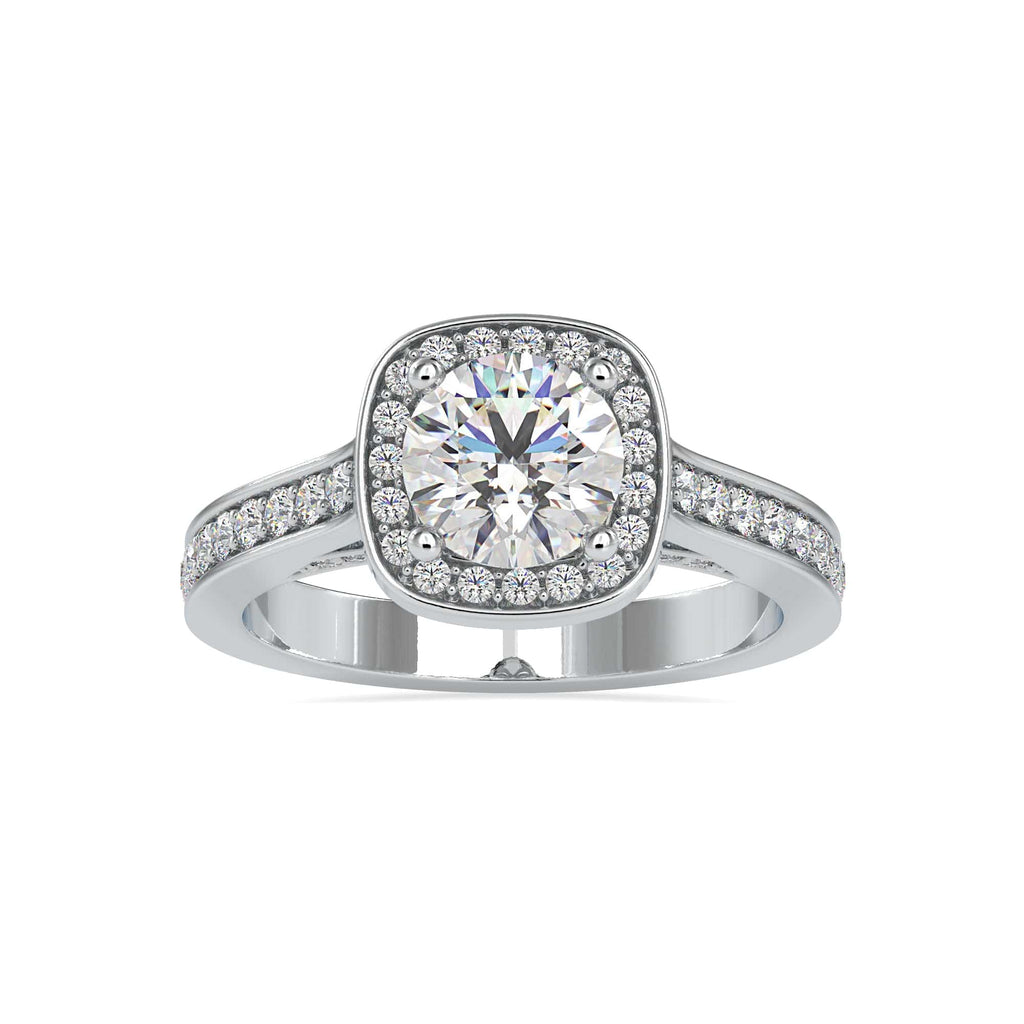 Jewelove™ Rings Women's Band only / VS J 0.50cts. Solitaire Platinum Single Halo Diamond Shank Engagement Ring JL PT 0097