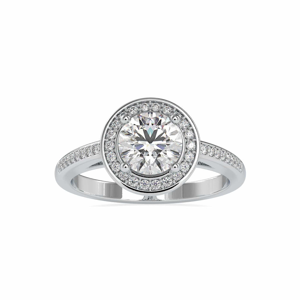 Jewelove™ Rings Women's Band only / VS J 0.50cts Solitaire Single Halo Diamond Shank Platinum Engagement Ring JL PT 0071
