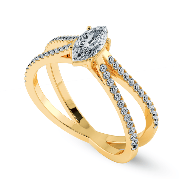 Jewelove™ Rings Women's Band only / VS I 0.50ts. Marquise Cut Solitaire Diamond Split Shank 18K Yellow Gold Ring JL AU 1176Y-A