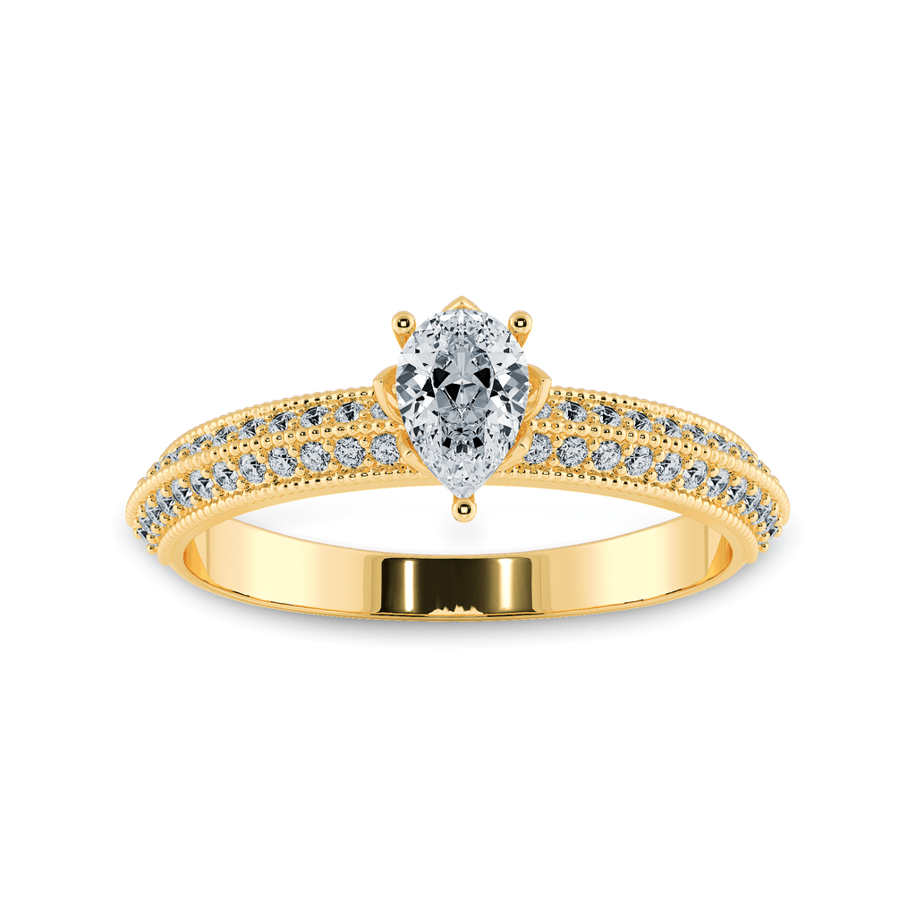 Jewelove™ Rings Women's Band only / VS I 0.50ts. Pear Cut Solitaire Diamond Split Shank 18K Yellow Gold Ring JL AU 1191Y-A