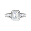 Jewelove™ Rings E VVS / Women's Band only 0.70 cts Emerald Cut Solitaire Halo Diamond Shank Platinum Ring JL PT JRW2824MM