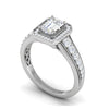Jewelove™ Rings E VVS / Women's Band only 0.70 cts Emerald Cut Solitaire Halo Diamond Shank Platinum Ring JL PT JRW2824MM