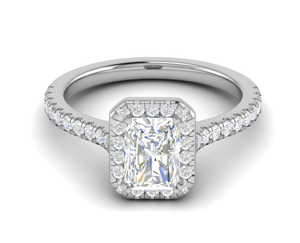 cts Emerald Cut Solitaire Halo Diamond Shank Platinum Ring JL PT RH RAD 136