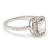 Side  View of 0.70 cts. Emerald Cut Solitaire Ring in Platinum Halo Setting JL PT 469-A