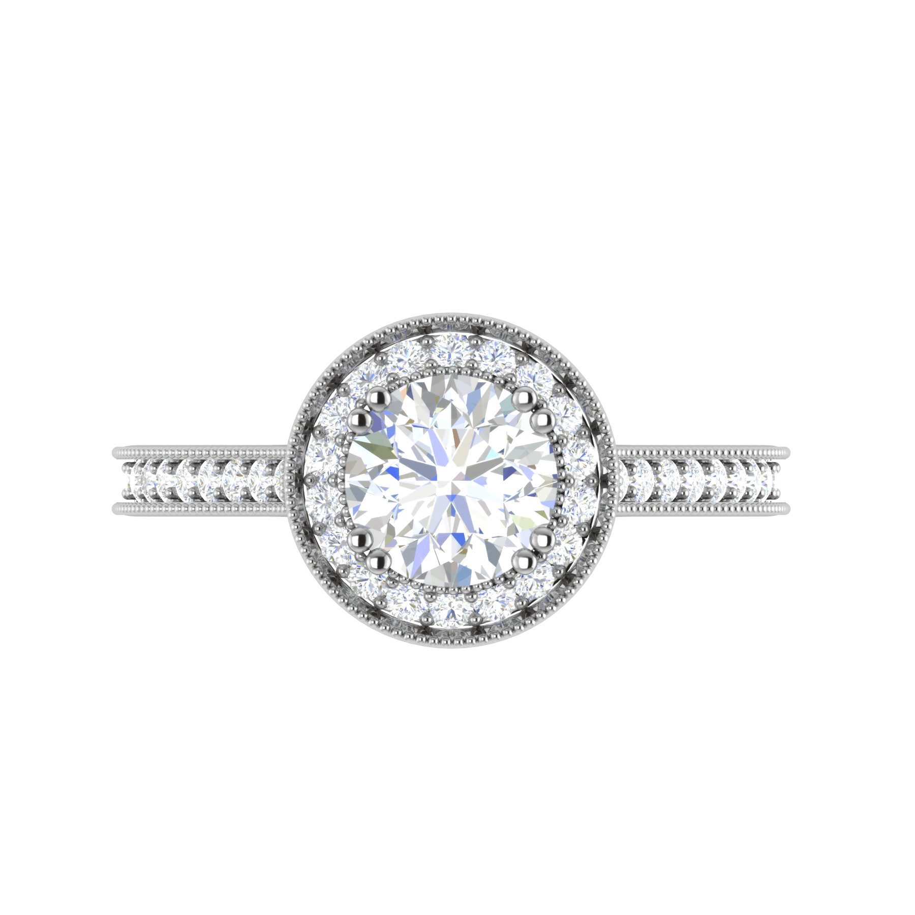 Jewelove™ J VS / Women's Band only 0.70 cts Halo Diamond Shank Solitaire Platinum Ring JL PT RH RD 150