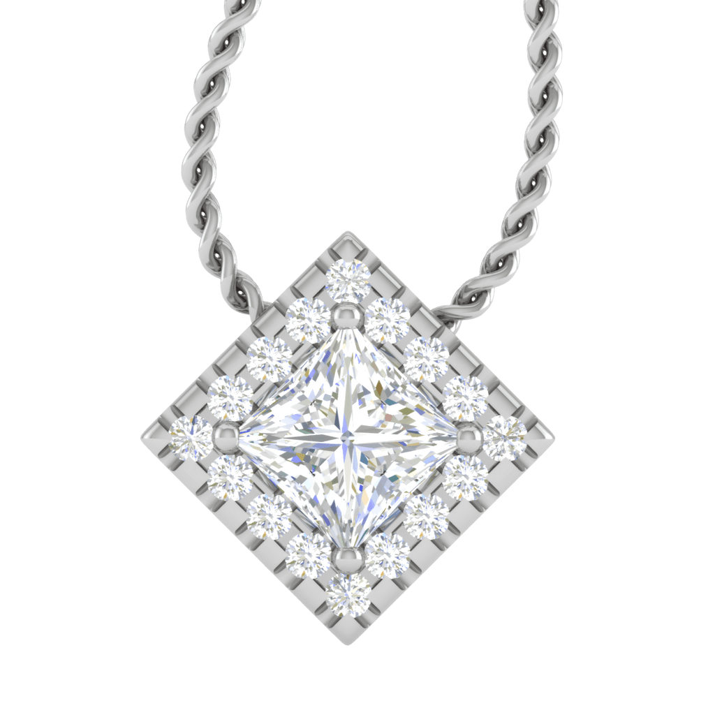 Jewelove™ Pendants 0.70 cts. Platinum Princess Cut Solitaire Pendant for Women JL PT P PF PR 112