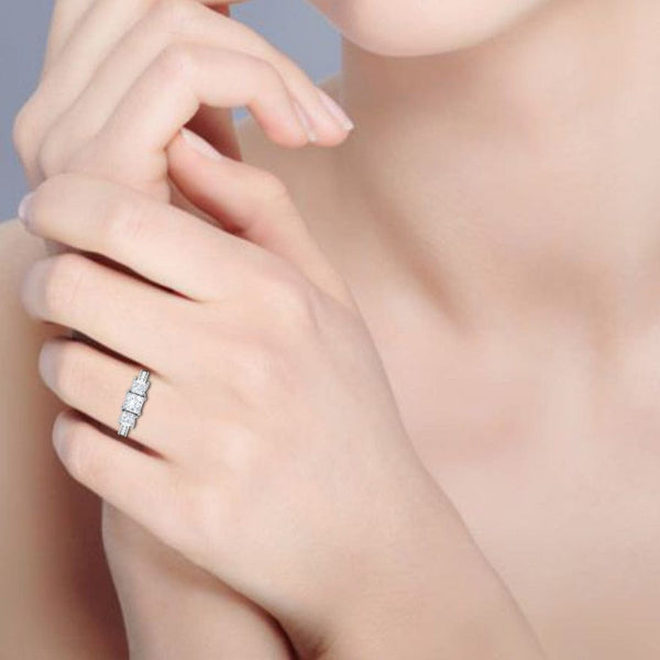 Jewelove™ Rings I VS / Women's Band only 0.70 cts. Princess Cut Solitaire Platinum Shank Diamond Ring JL PT R3 PR 132