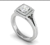 Jewelove™ Rings I VS / Women's Band only 0.70 cts Princess Cut Solitaire Square Double Halo Diamond Split Shank Platinum Ring JL PT RH PR 116