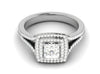 Jewelove™ Rings I VS / Women's Band only 0.70 cts Princess Cut Solitaire Square Double Halo Diamond Split Shank Platinum Ring JL PT RH PR 116