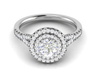 Jewelove™ J VS / Women's Band only 0.70 cts Solitaire Double Halo Diamond Shank Platinum Ring JL PT RH RD 105
