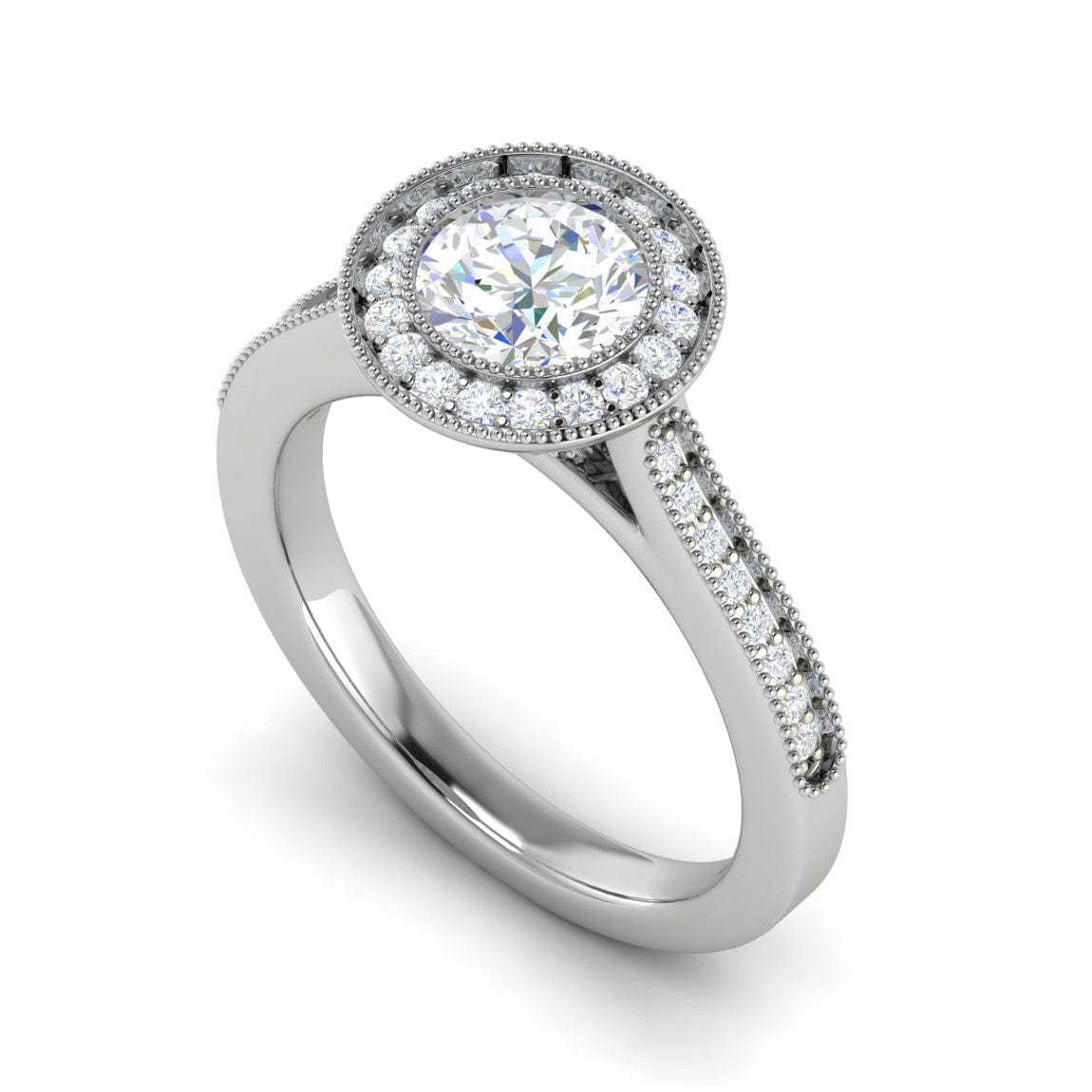 Jewelove™ J VS / Women's Band only 0.70 cts Solitaire Halo Diamond Shank Platinum Ring JL PT RH RD 128
