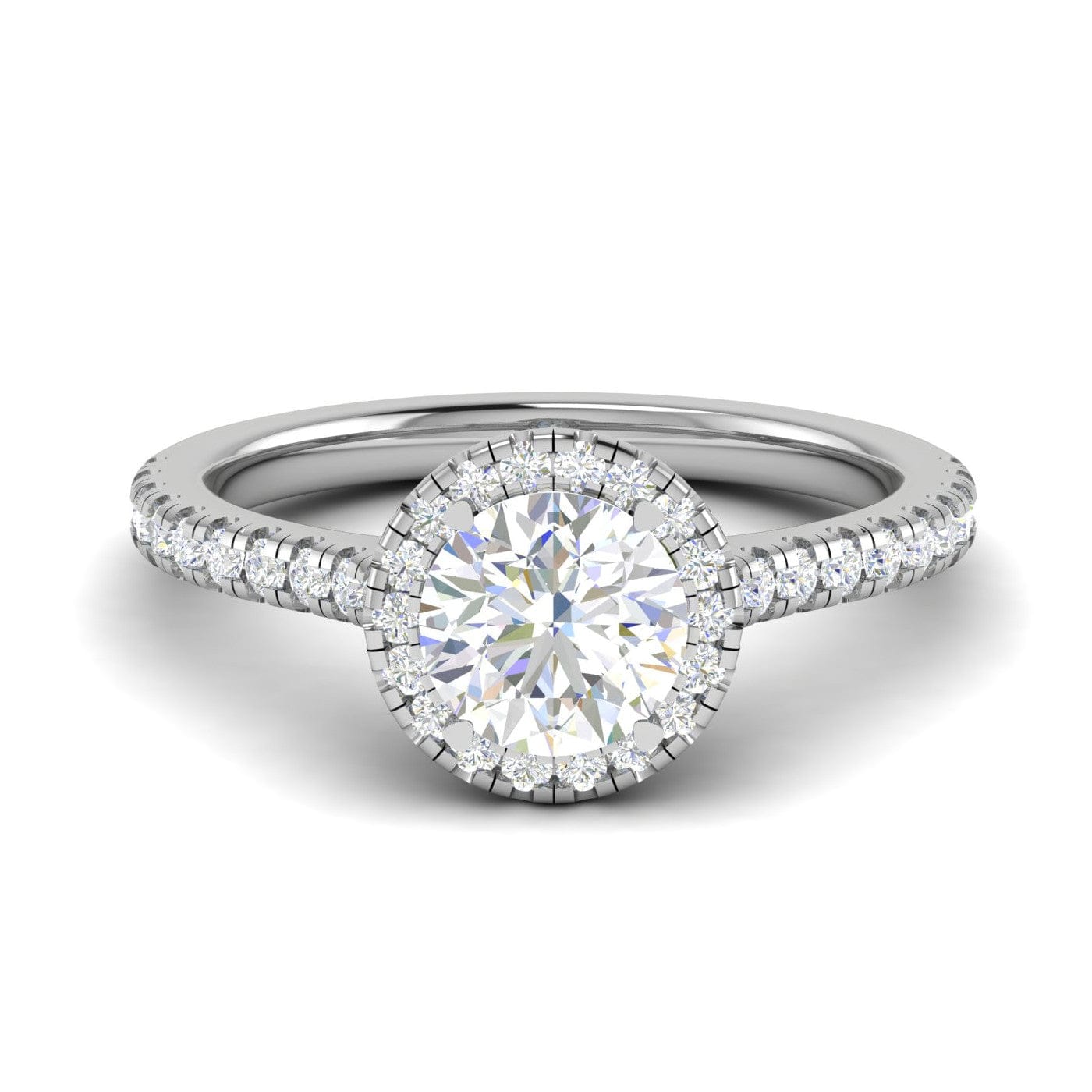 Jewelove™ J VS / Women's Band only 0.70 cts Solitaire Halo Diamond Shank Platinum Ring JL PT RH RD 131