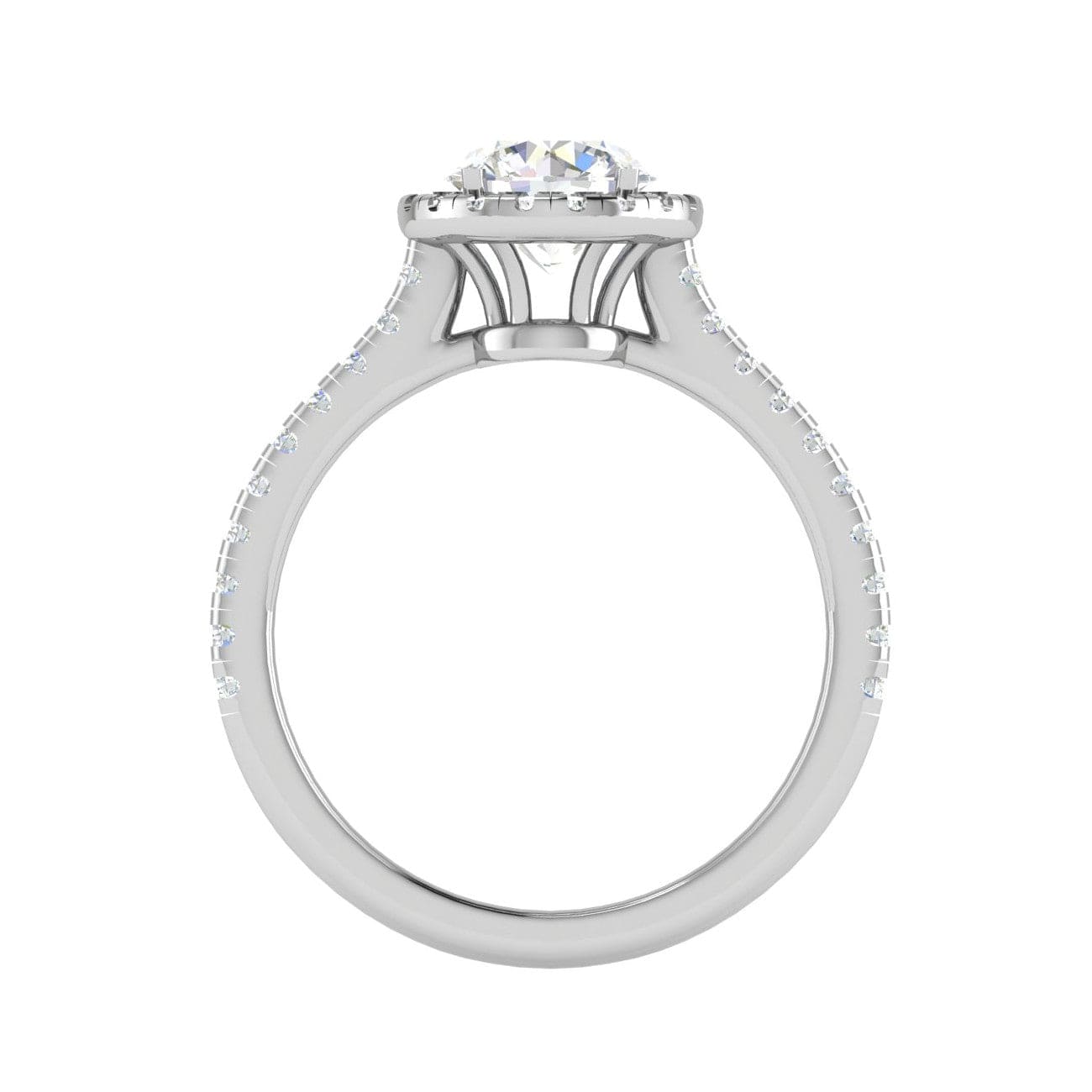 Jewelove™ J VS / Women's Band only 0.70 cts Solitaire Halo Diamond Shank Platinum Ring JL PT RH RD 131