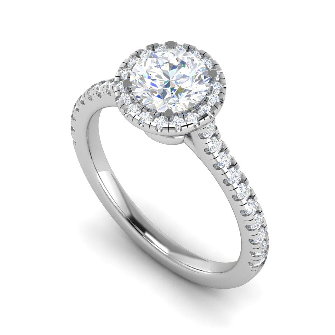 Jewelove™ J VS / Women's Band only 0.70 cts Solitaire Halo Diamond Shank Platinum Ring JL PT RH RD 131