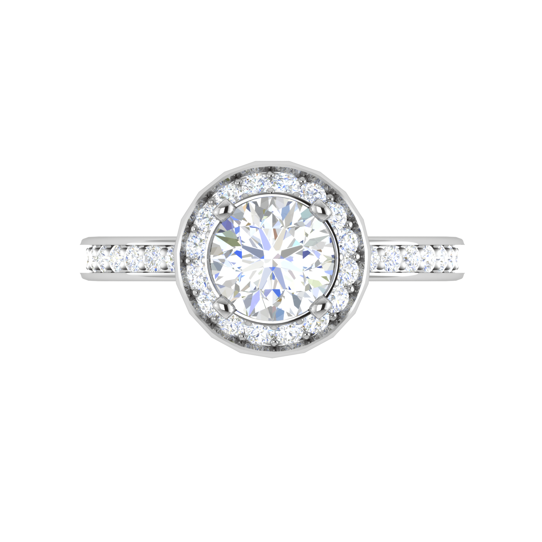 Jewelove™ J VS / Women's Band only 0.70 cts Solitaire Halo Diamond Shank Platinum Ring JL PT RH RD 148