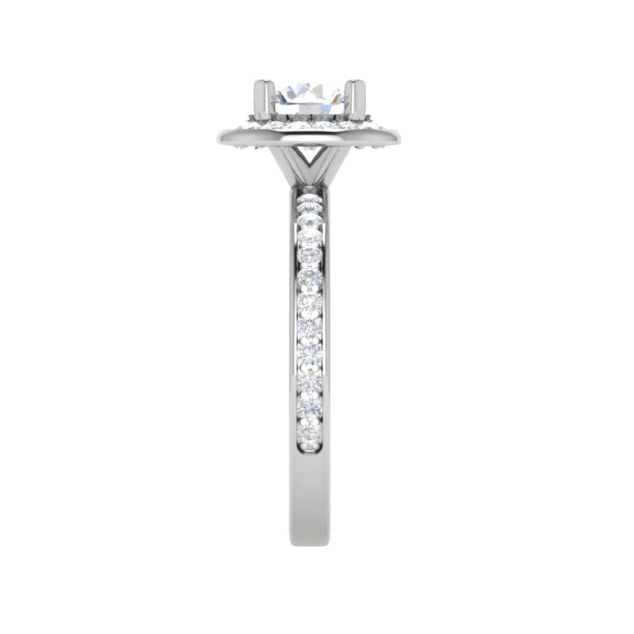 Jewelove™ J VS / Women's Band only 0.70 cts Solitaire Halo Diamond Shank Platinum Ring JL PT RH RD 148