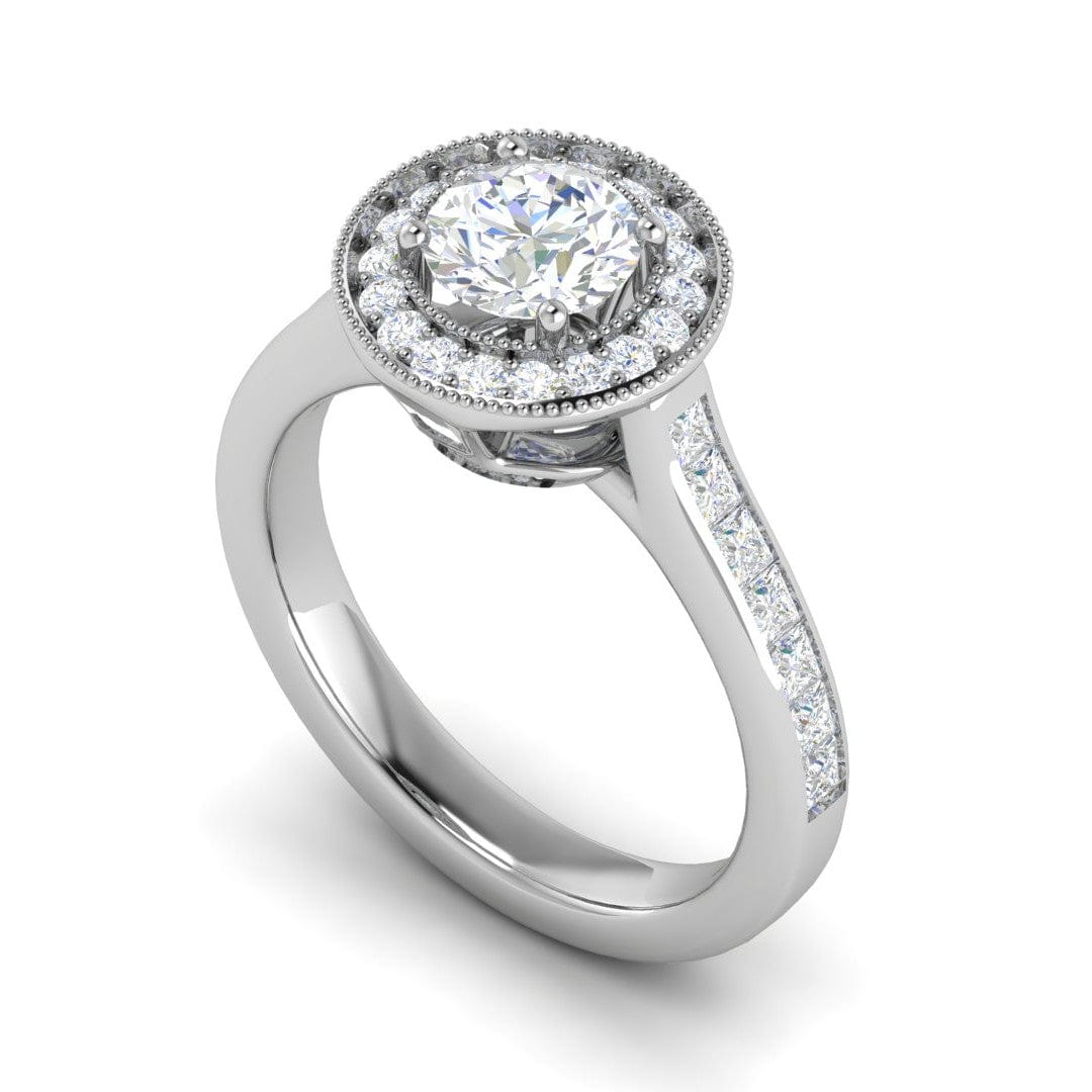 Jewelove™ J VS / Women's Band only 0.70 cts Solitaire Halo Diamond Shank Platinum Ring JL PT RH RD 149