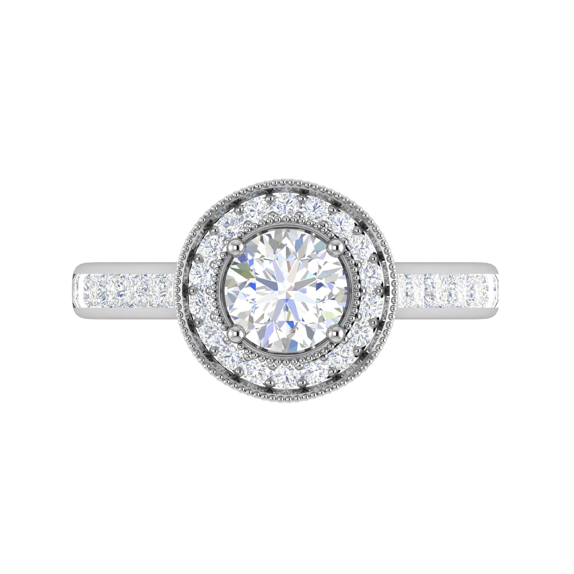 Jewelove™ J VS / Women's Band only 0.70 cts Solitaire Halo Diamond Shank Platinum Ring JL PT RH RD 149