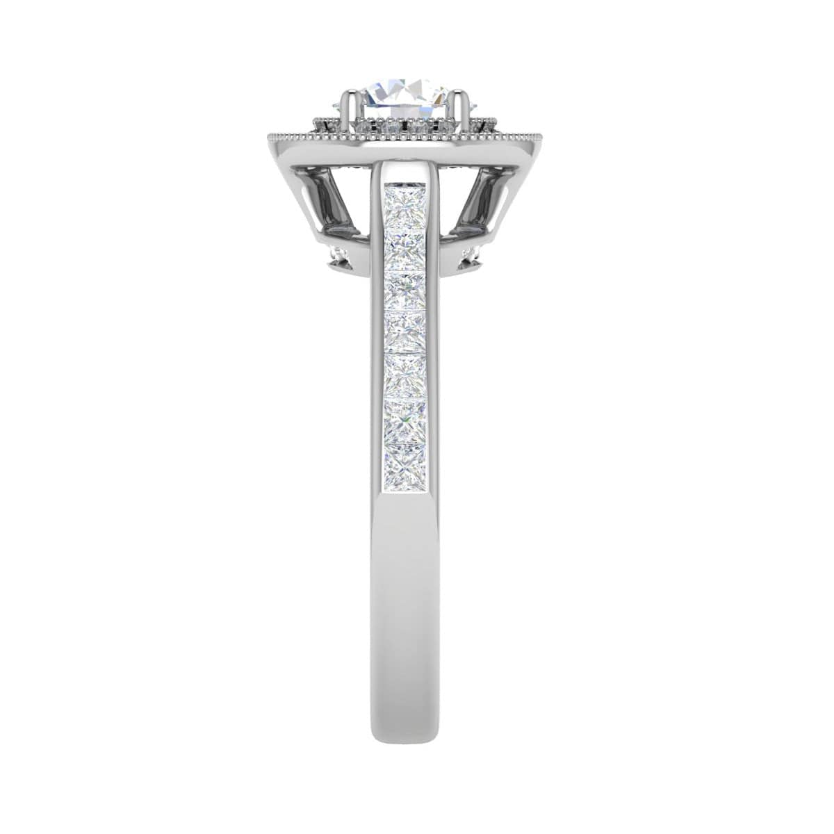 Jewelove™ J VS / Women's Band only 0.70 cts Solitaire Halo Diamond Shank Platinum Ring JL PT RH RD 149