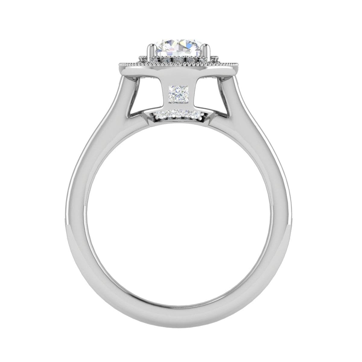Jewelove™ J VS / Women's Band only 0.70 cts Solitaire Halo Diamond Shank Platinum Ring JL PT RH RD 149