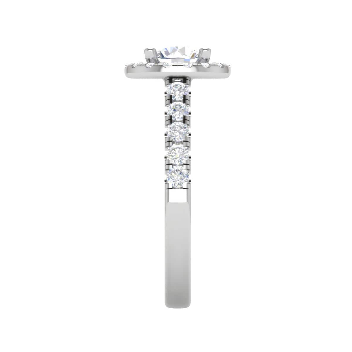 Jewelove™ J VS / Women's Band only 0.70 cts Solitaire Halo Diamond Shank Platinum Ring JL PT RH RD 151