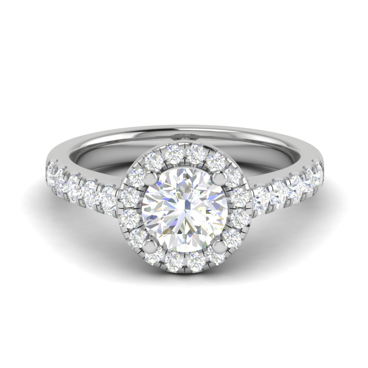 Jewelove™ J VS / Women's Band only 0.70 cts Solitaire Halo Diamond Shank Platinum Ring JL PT RH RD 151
