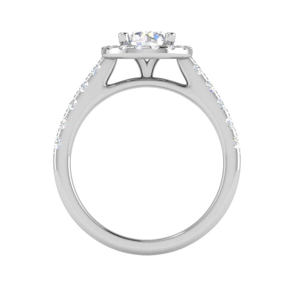 Jewelove™ J VS / Women's Band only 0.70 cts Solitaire Halo Diamond Shank Platinum Ring JL PT RH RD 151