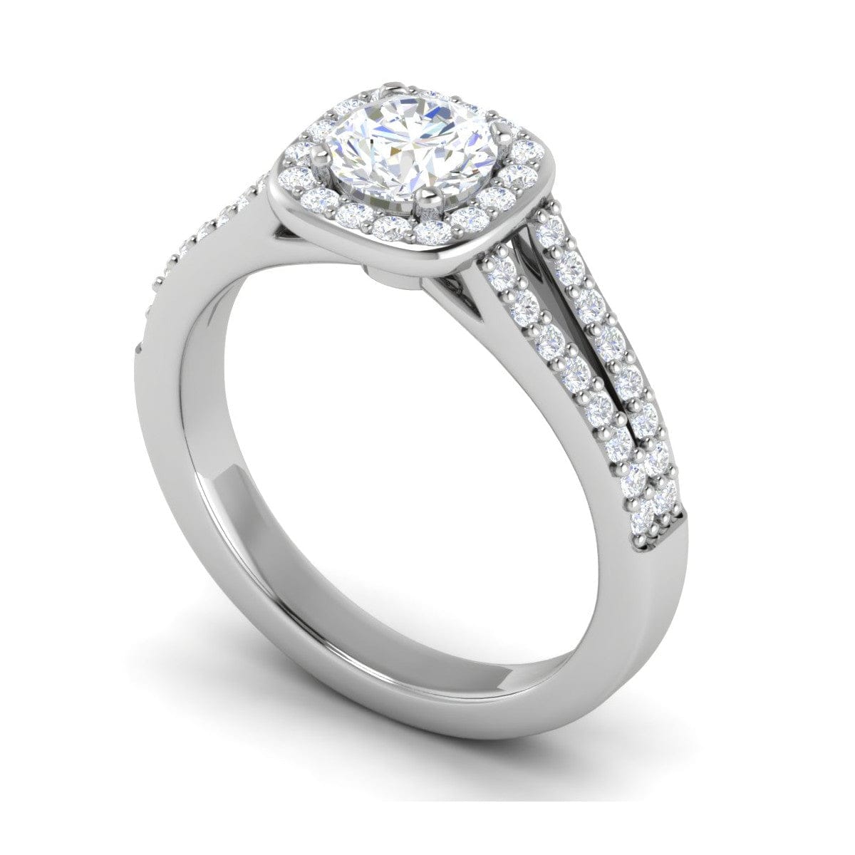 Jewelove™ J VS / Women's Band only 0.70 cts Solitaire Halo Diamond Split Shank Platinum Ring JL PT RH RD 110