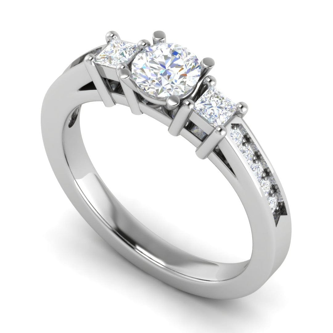 cts Solitaire Shank Platinum Ring with Princess Cut Side Diamond JL PT R3 RD 103