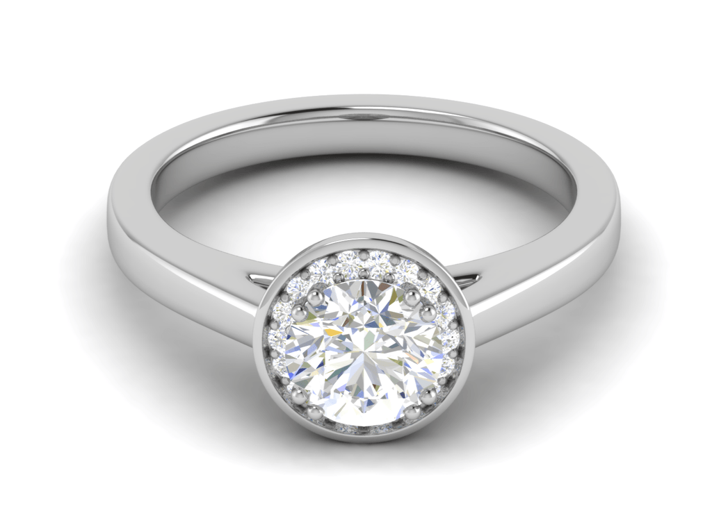 Jewelove™ J VS / Women's Band only 0.70 cts Solitaire Single Halo Platinum Ring JL PT RH RD 106