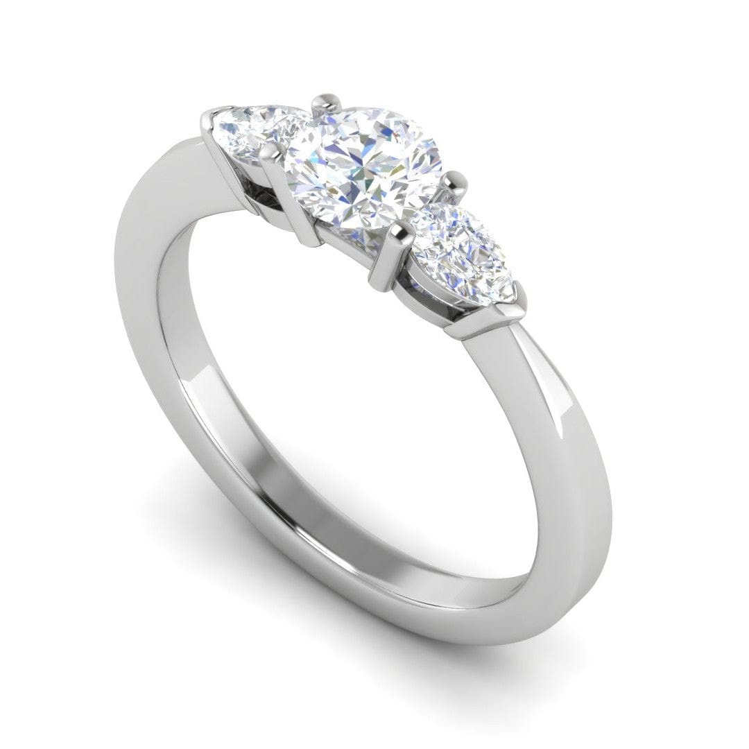 Jewelove™ Rings J VS / Women's Band only 0.70 cts Solitaire with Pear Cut Diamond Accents Platinum Ring JL PT R3 RD 100