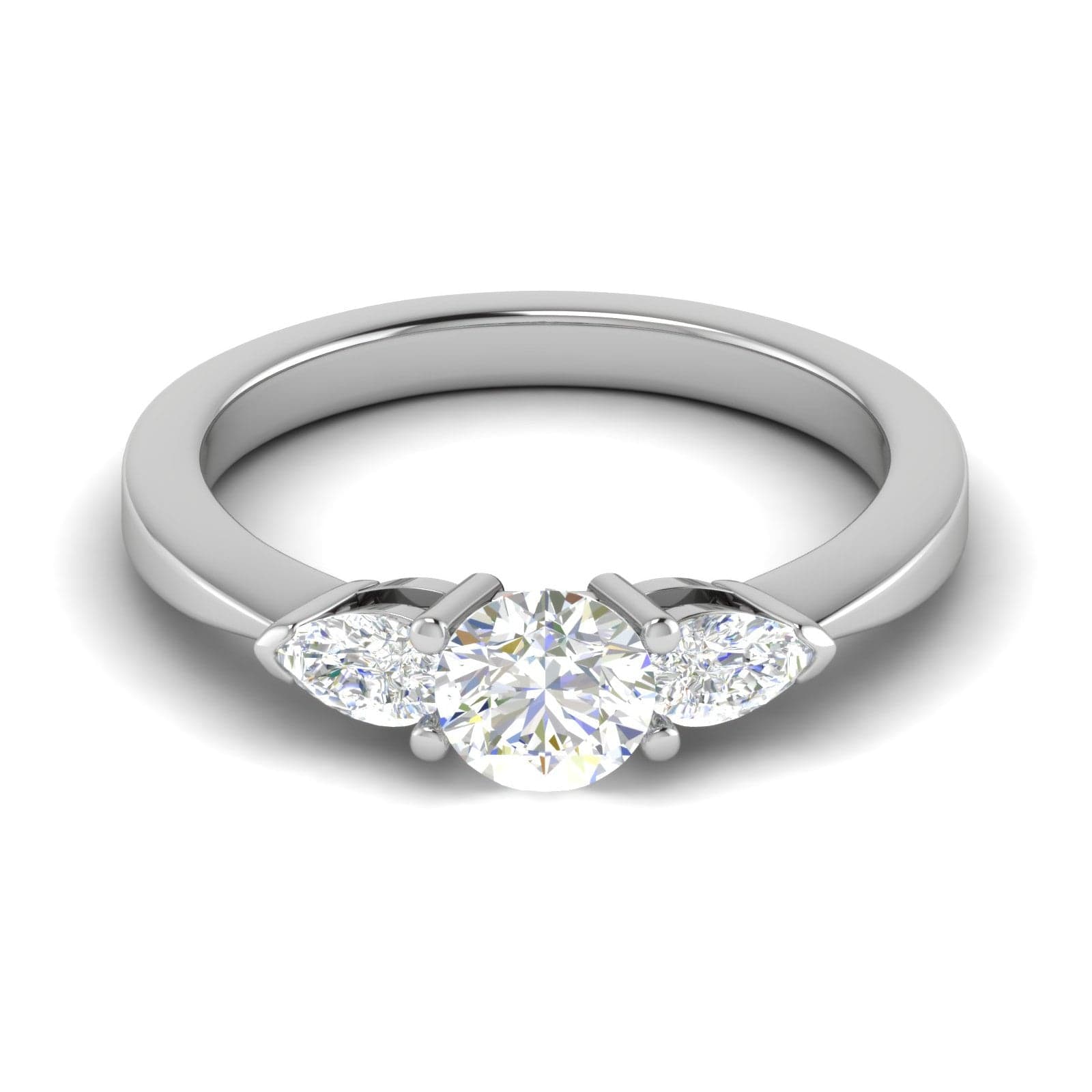 Jewelove™ Rings J VS / Women's Band only 0.70 cts Solitaire with Pear Cut Diamond Accents Platinum Ring JL PT R3 RD 100