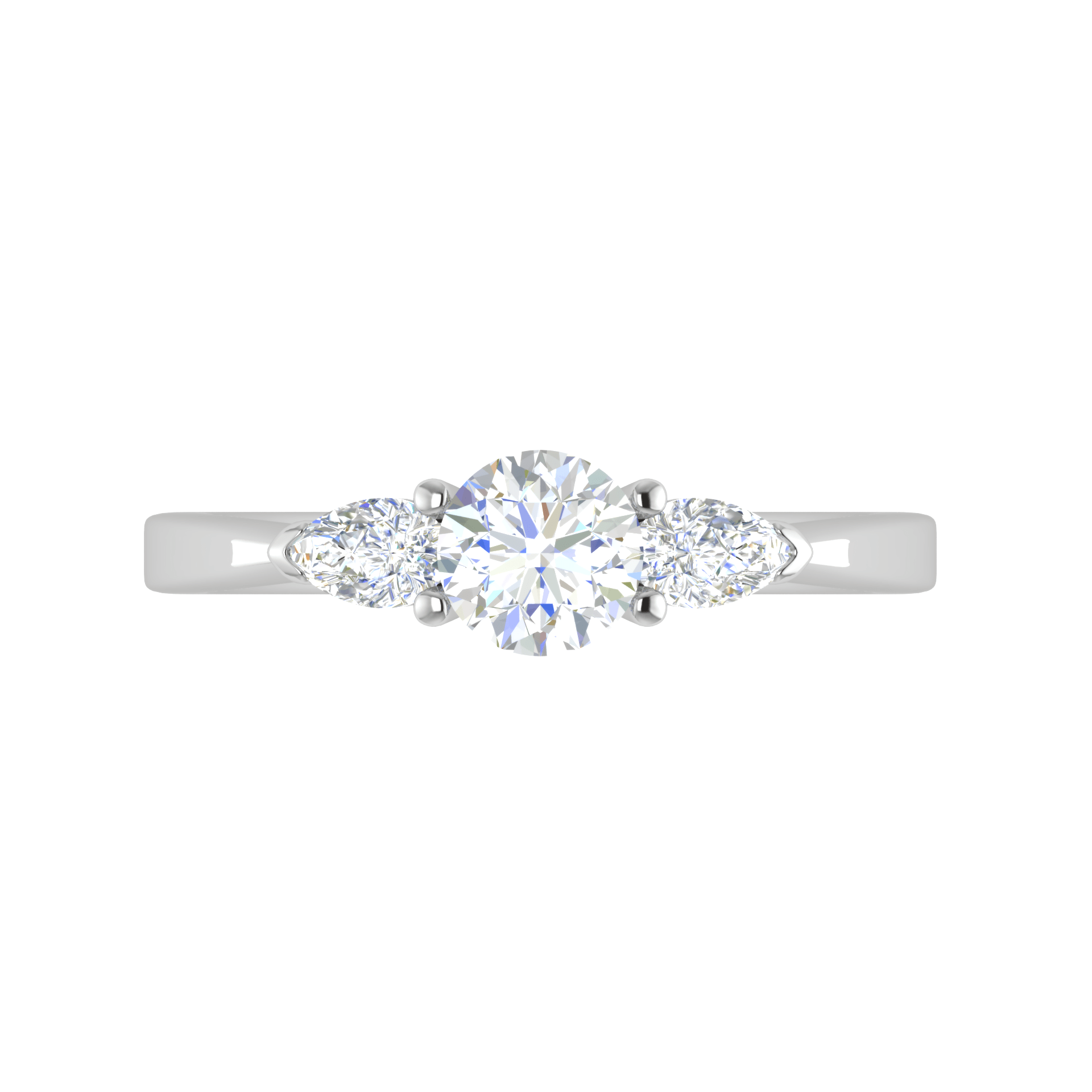 Jewelove™ Rings J VS / Women's Band only 0.70 cts Solitaire with Pear Cut Diamond Accents Platinum Ring JL PT R3 RD 100