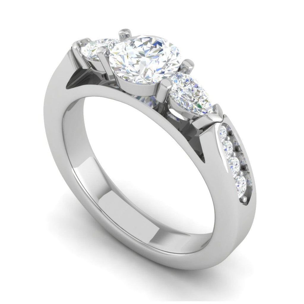 Jewelove™ Rings J VS / Women's Band only 0.70 cts Solitaire with Pear Cut Diamond Accents Platinum Ring JL PT R3 RD 102