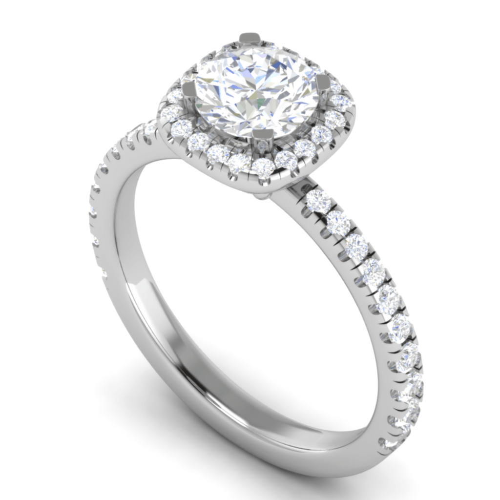Jewelove™ J VS / Women's Band only 0.70 cts Solitaire with Square Halo Diamond Shank Platinum Ring JL PT RH RD 108