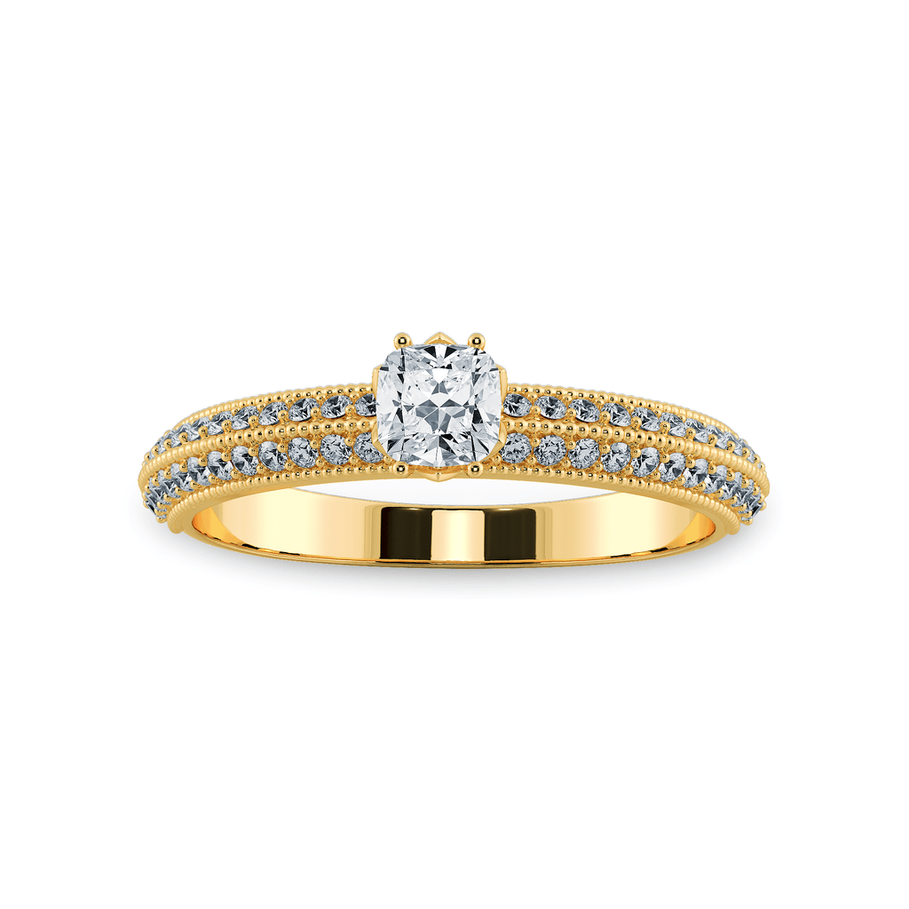 Jewelove™ Rings Women's Band only / VVS G 0.70cts. Cushion Cut Solitaire Diamond Split Shank 18K Yellow Gold Ring JL AU 1187Y-B