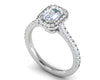 Jewelove™ Rings E VVS / Women's Band only 0.70cts Emerald Cut Diamond Halo Diamond Shank Platinum Ring JL PT RH EM 133