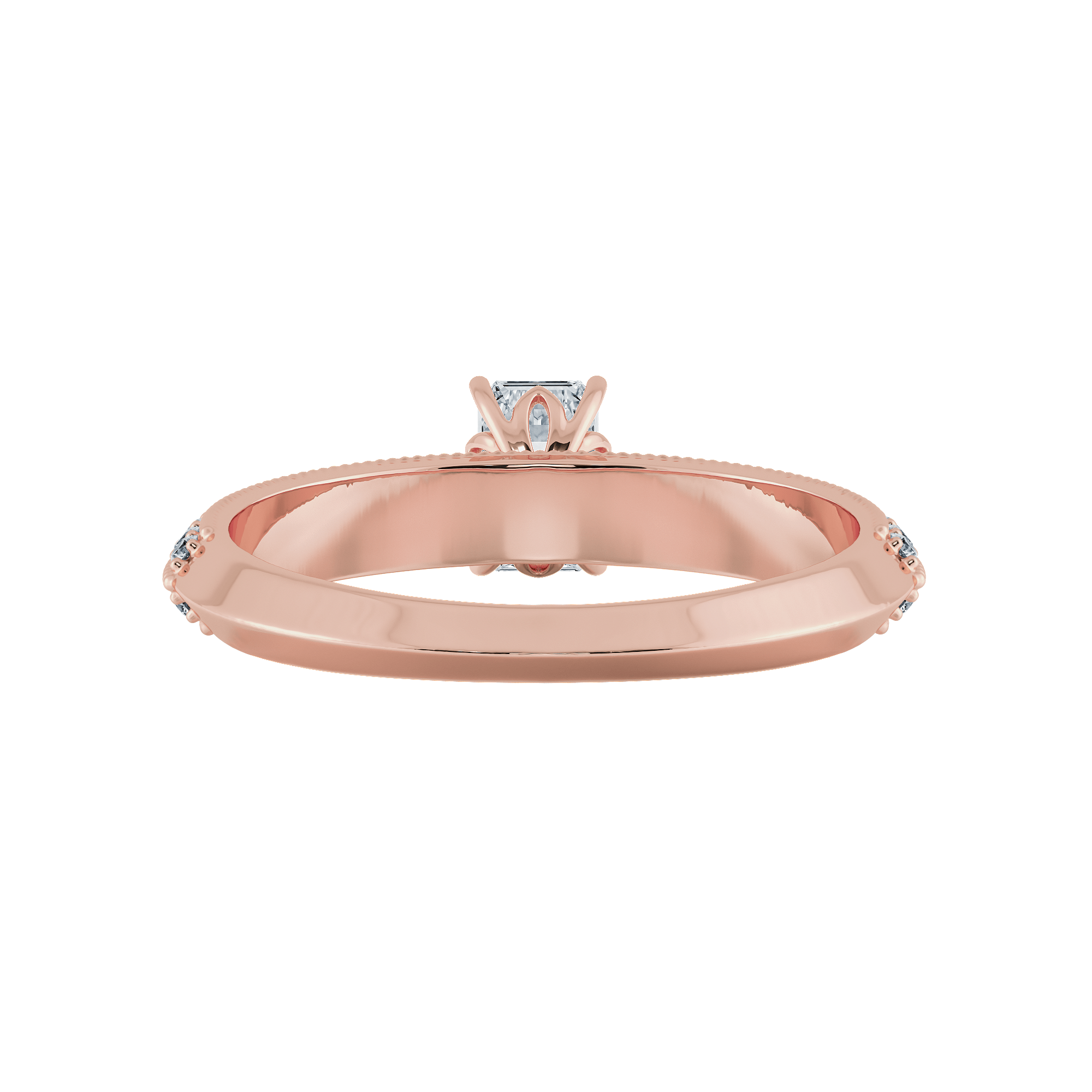 Jewelove™ Rings Women's Band only / E VVS 0.70cts. Emerald Cut Solitaire Diamond Split Shank 18K Rose Gold Ring JL AU 1188R-B