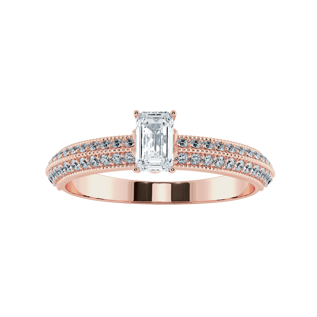 Jewelove™ Rings Women's Band only / E VVS 0.70cts. Emerald Cut Solitaire Diamond Split Shank 18K Rose Gold Ring JL AU 1188R-B